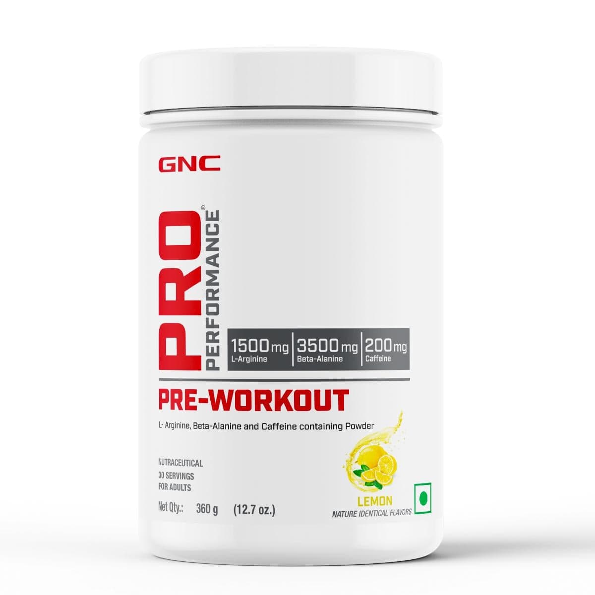 GNC Pro Performance Pre-Workout | Boosts Energy &amp;amp; Endurance | Improves Focus | Revs Up Recovery | USA Formulated | 1.5g L-Arginine | 3.5g Beta-Alanine | 0.2g Caffeine | Lemon | 360 g GNC Pro Performance Pre-Workout | Boosts Energy &amp; Endurance