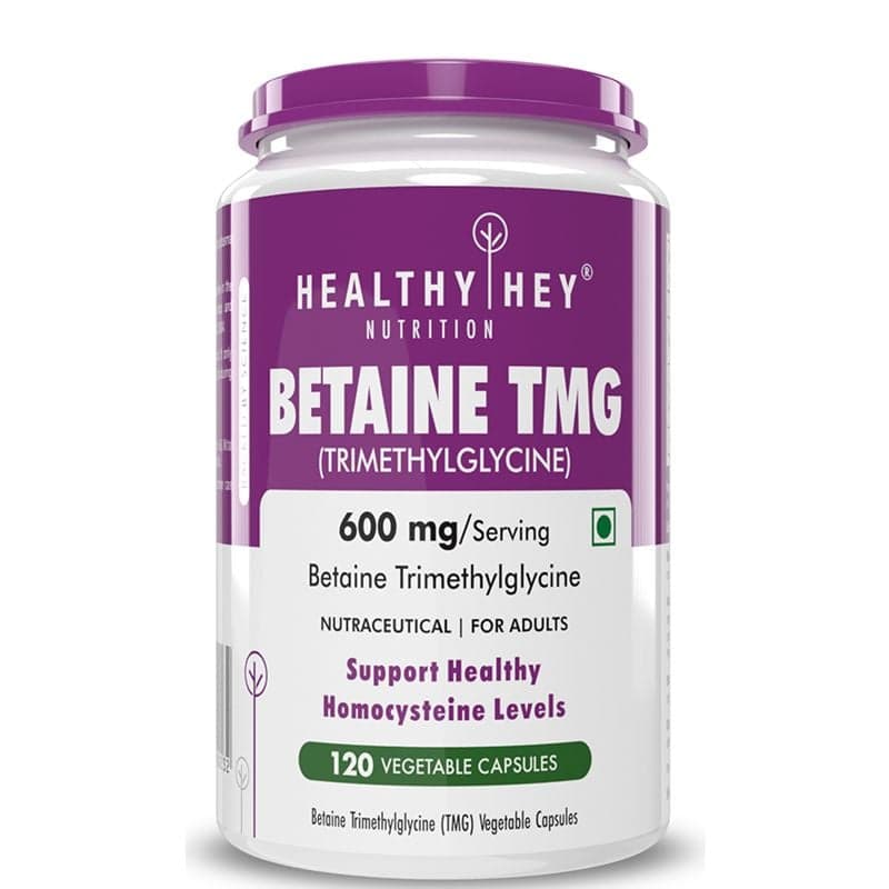 HealthyHey Nutrition Betaine Trimethylglycine (TMG) 120 Veg. Capsules - Nutrition and Fitness Supplements | Buy online on ZillyBuy