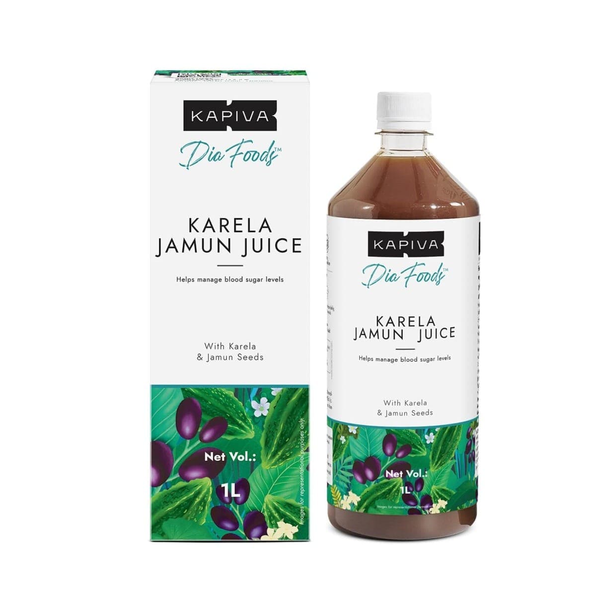 Kapiva Karela Jamun Juice (Supports Healthy Blood Sugar), 1 L, Unflavoured