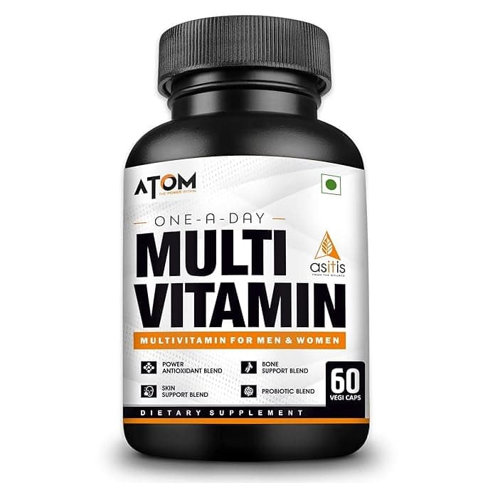 AS-IT-IS Nutrition ATOM Multivitamin for Men & Women - 60 capsules | 31 Vital Nutrients | Designed as per RDA | Supports Bone & Skin Health | Powerful Antioxidant | With Probiotic Blend - Nutrition and Fitness Supplements | Buy online on ZillyBuy
