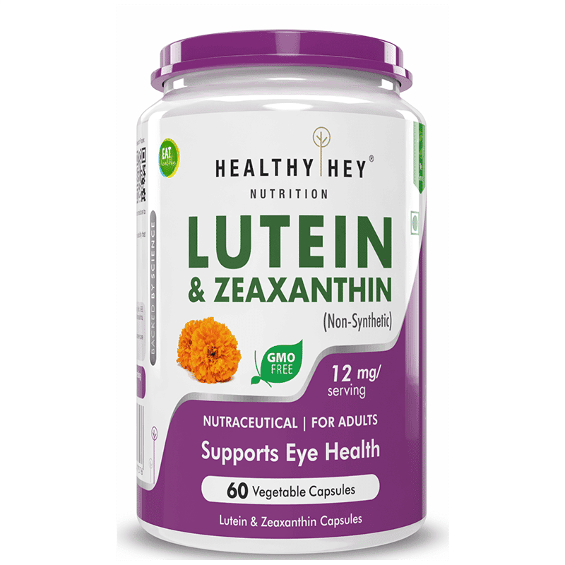 HealthyHey Lutein 10 mg with Zeaxanthin - Support Eyes Health - 60 Veg. Capsules (Pack of 1)
