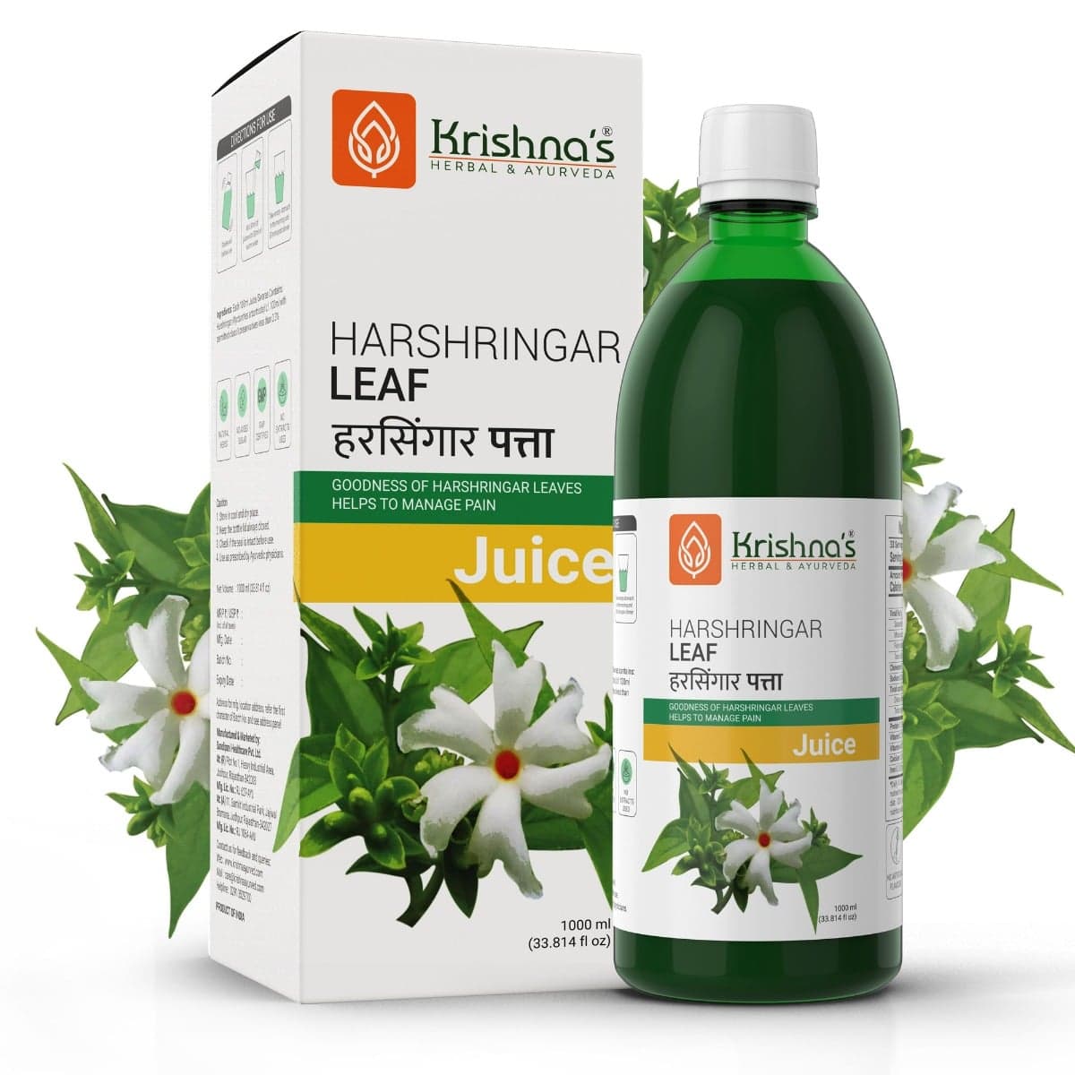 Krishna's Night Jasmine Parijat Harshringar Leaf Juice - 1000 ml