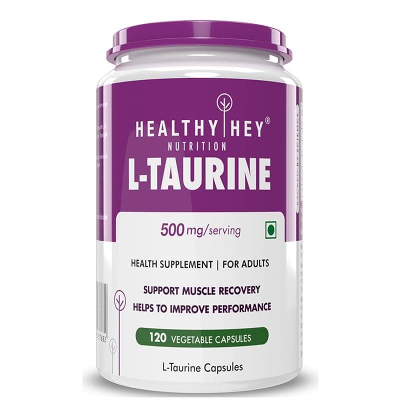 HealthyHey Nutrition L-Taurine 500mg - Amino Acid Supplement - 120 Vegetable Capsules - Nutrition and Fitness Supplements | Buy online on ZillyBuy