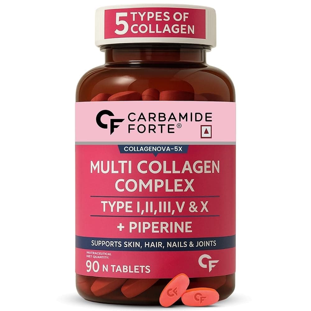 Carbamide Forte Hydrolyzed Multi Collagen Peptide | Tablets 90 | TYPE I, II, III, V & X Collagen Powder | Skin | Hair | Nail | Joints - Nutrition and Fitness Supplements | Buy online on ZillyBuy