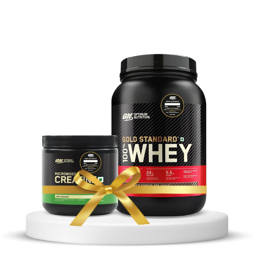 Optimum Nutrition (ON) Gold Standard 100% Whey Protein Powder 2 lbs, 907 g (Double Rich Chocolate) & Optimum Nutrition (ON) Micronized Creatine Powder - 250 Gram, Unflavored - Nutrition and Fitness Supplements | Buy online on ZillyBuy