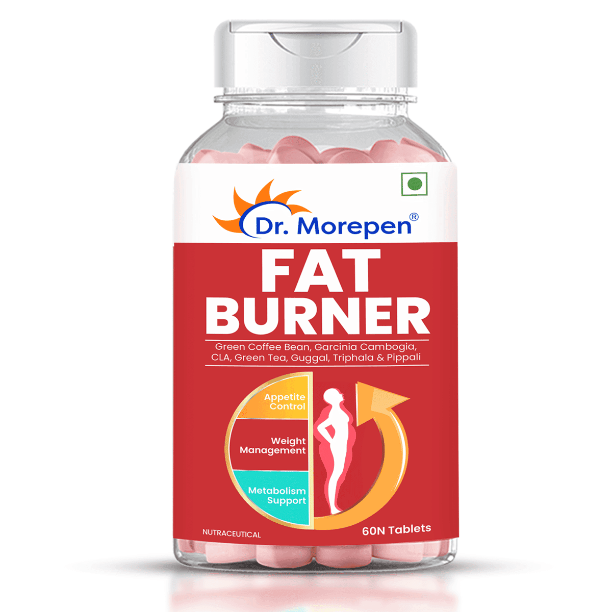 DR. Morepen Fat Burner Tablets 100% Natural | 60 Tablets | Appetite Control | Weight Management | Metabolism Support - Nutrition and Fitness Supplements | Buy online on ZillyBuy