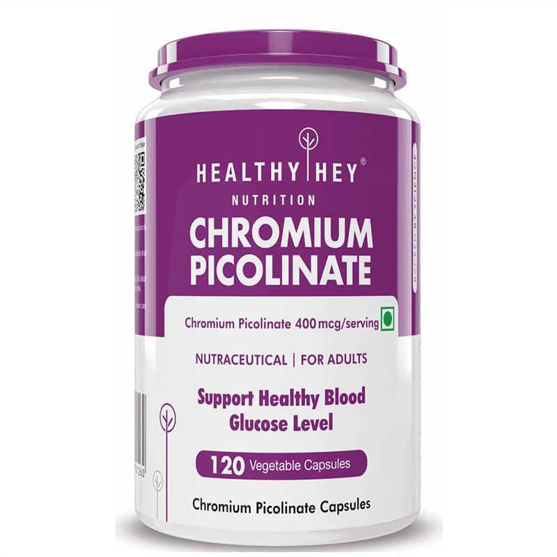 HealthyHey Nutririon Chromium Picolinate  Support Glucose Metabolism (High Absorption) 120 Vegan Safe Capsules - Nutrition and Fitness Supplements | Buy online on ZillyBuy