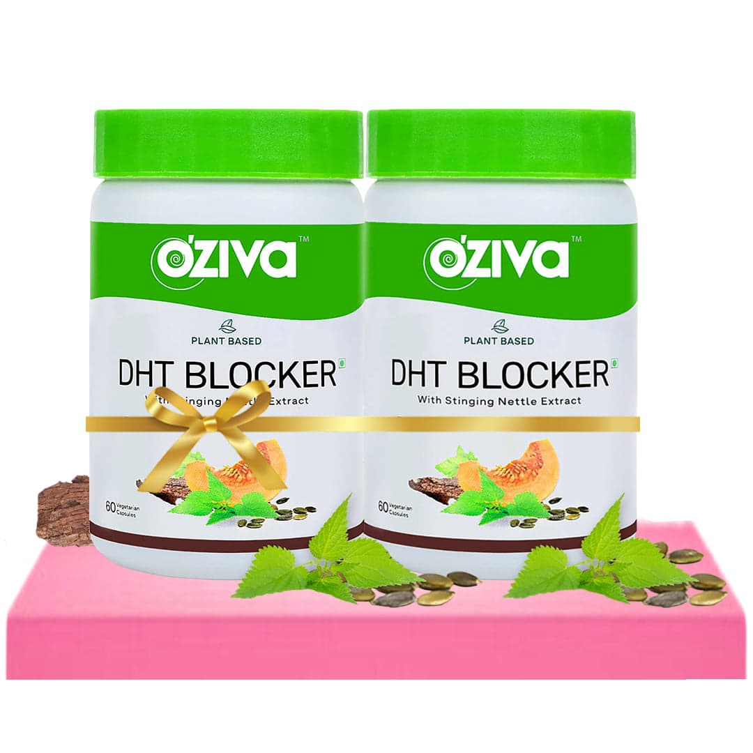OZiva Plant Based DHT Blocker 60 Capsules Controls Hairfall & Stimulates Follicles-Pack of 2