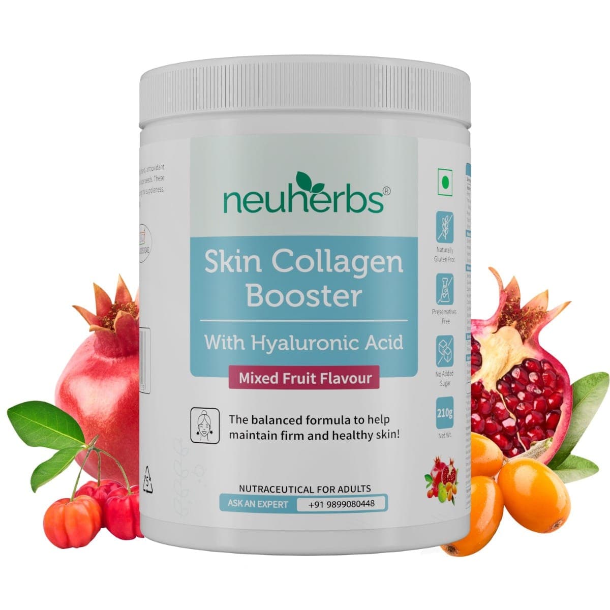 Neuherbs Skin Collagen Booster 210g | 30 Servings | Mixed Fruit Flavour | Natural Antioxidant - Nutrition and Fitness Supplements | Buy online on ZillyBuy