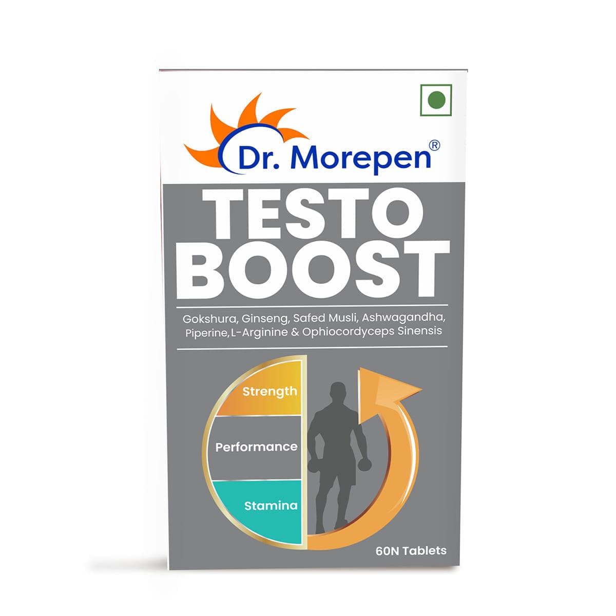 Dr. Morepen Testosterone Booster Tablets - For Men, Increases Energy, Stamina & Muscle Growth - 60 Tablets - Nutrition and Fitness Supplements | Buy online on ZillyBuy