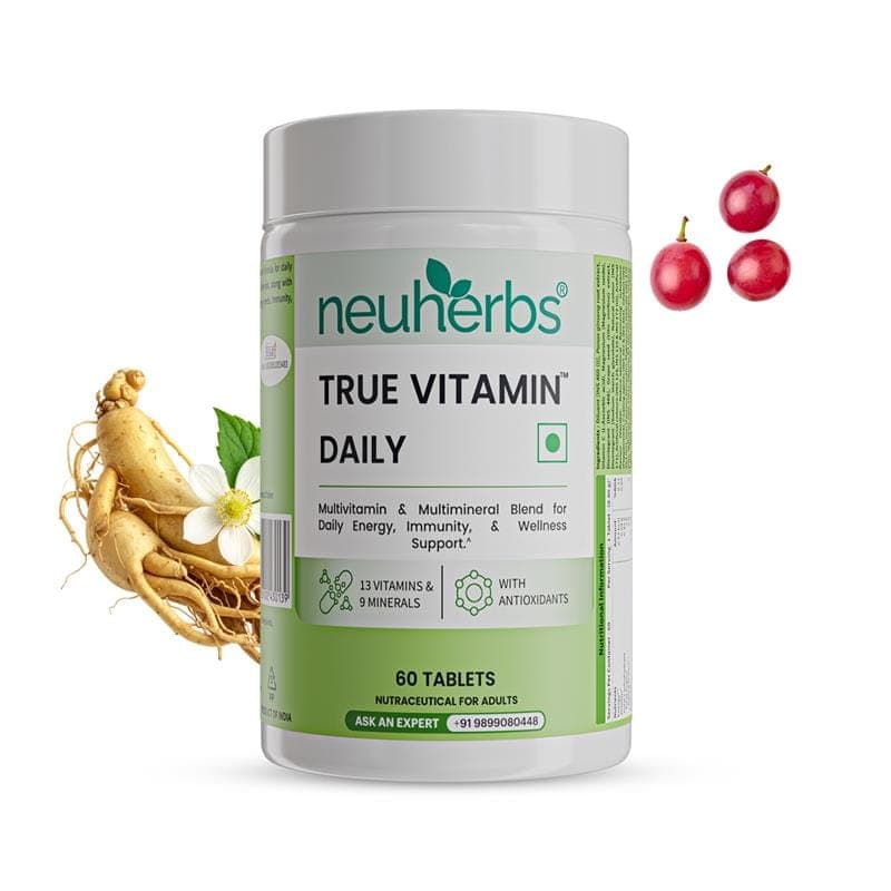 Neuherbs True Vitamin Daily (Multivitamin) - 60 Tablets | Supports Energy, Stamina & Immunity - Nutrition and Fitness Supplements | Buy online on ZillyBuy