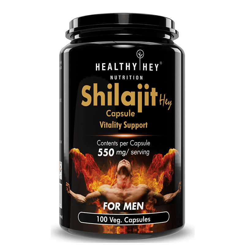 HealthyHey Shilajit with Safed Musli, Tribulus and Ashwagandha - 550mg - 100 Vegetable Capsules - Nutrition and Fitness Supplements | Buy online on ZillyBuy