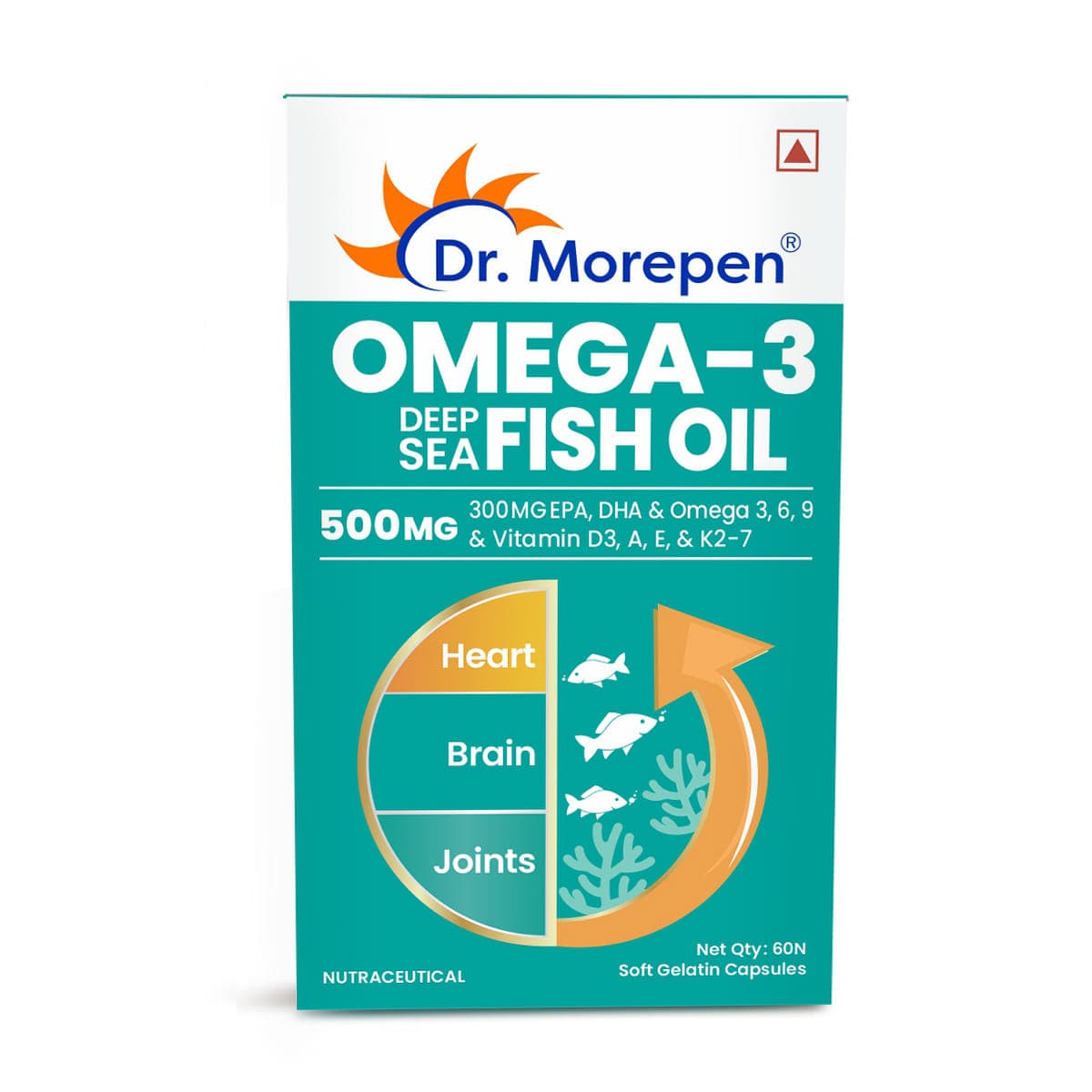 DR. Morepen Omega 3 Deep Sea Fish oil 500mg | 60 softgels | Omega EPA DHA Vitamin A, D, E K2 | Heart | Brain | Joints  DR. Morepen Omega 3 Deep Sea Fish oil 500mg | 60 softgels | Omega EPA DHA Vitamin A, D, E K2 | Heart | Brain | Joints - Nutrition and Fitness Supplements | Buy online on ZillyBuy