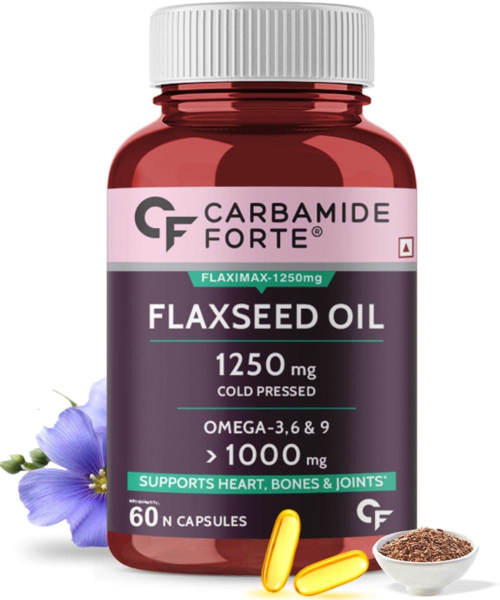 Carbamide Forte Cold Pressed Flaxseed Oil Capsules 1250mg Omega 3 6 9-60 Capsules - Nutrition and Fitness Supplements | Buy online on ZillyBuy