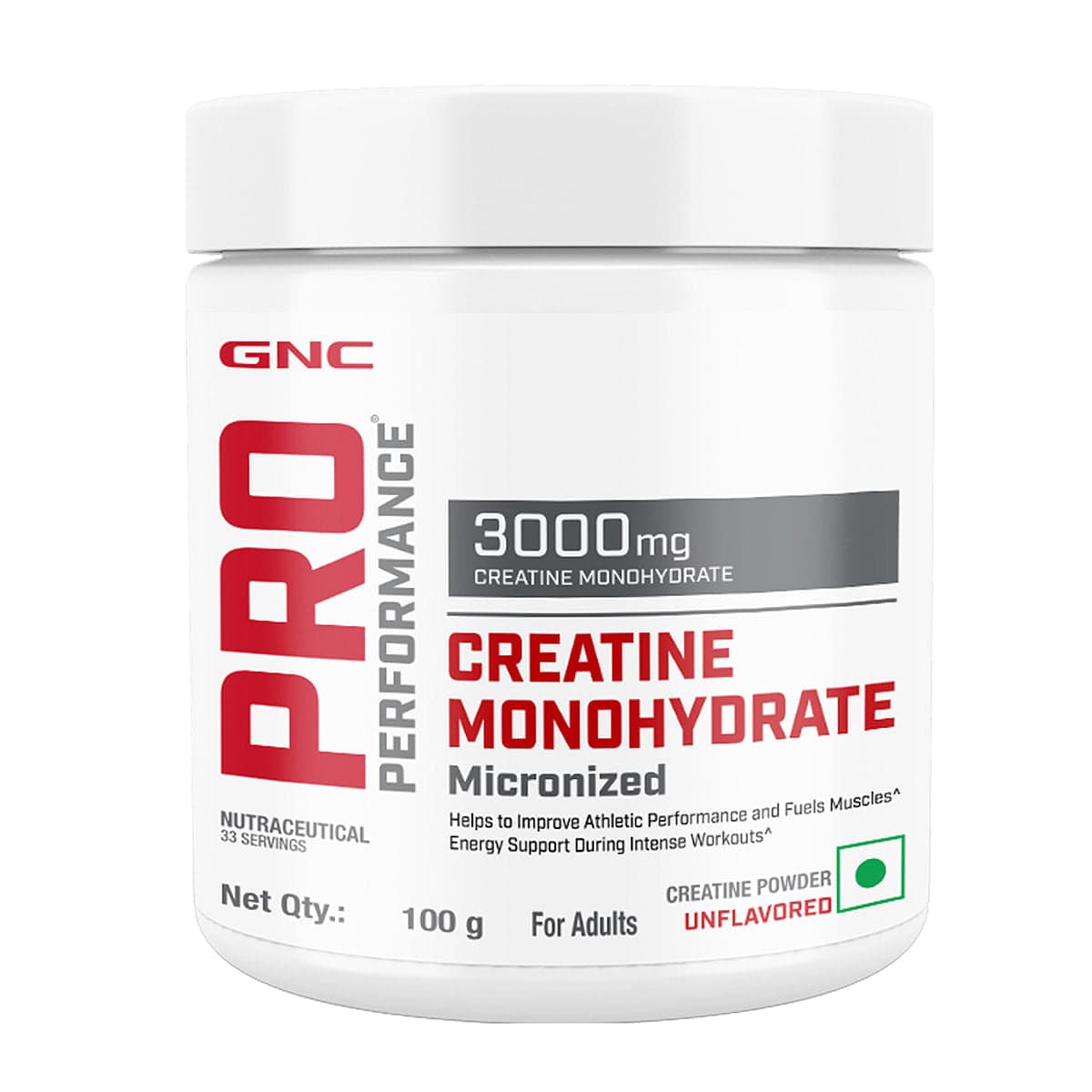 GNC Pro Performance Creatine Monohydrate Boosts Athletic Performance | Micronized & Instantized | Fuels Muscles | Provides Energy Support for Heavy Workout | Unflavoured GNC PRO PERFORMANCE CREATINE MONOHYDRATE 250GM | 80 SERVINGS | UNFLAVOURED | MICRONI