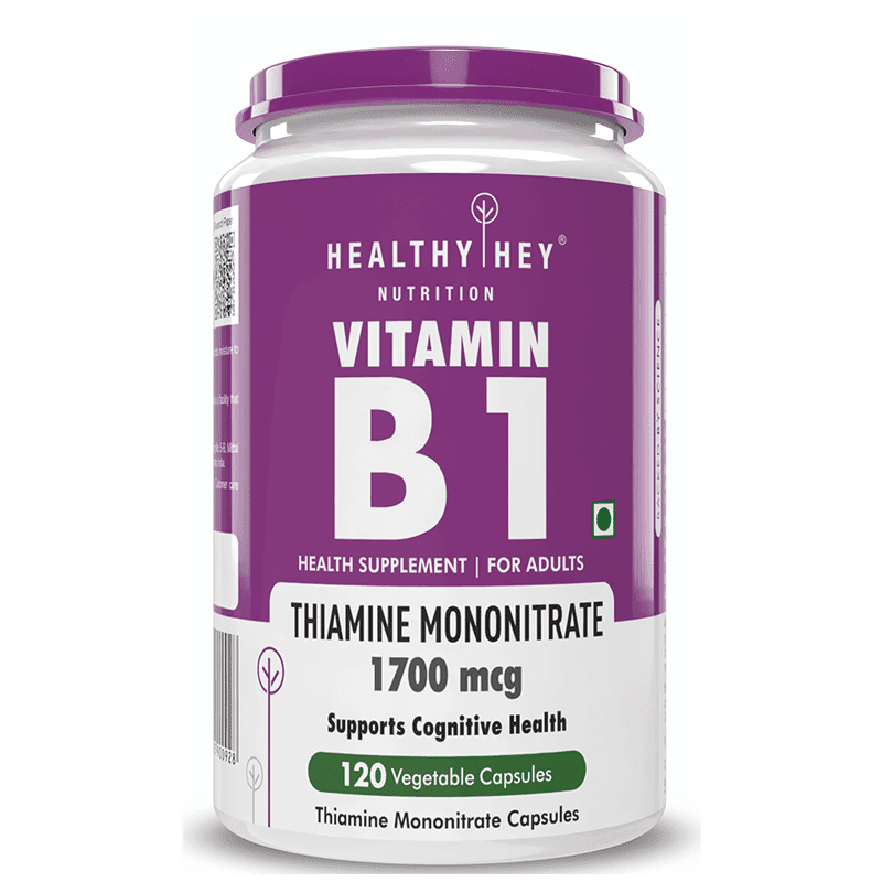 HealthyHey Nutrition Vitamin B1 Thiamine - 120 Veg Capsules - Nutrition and Fitness Supplements | Buy online on ZillyBuy