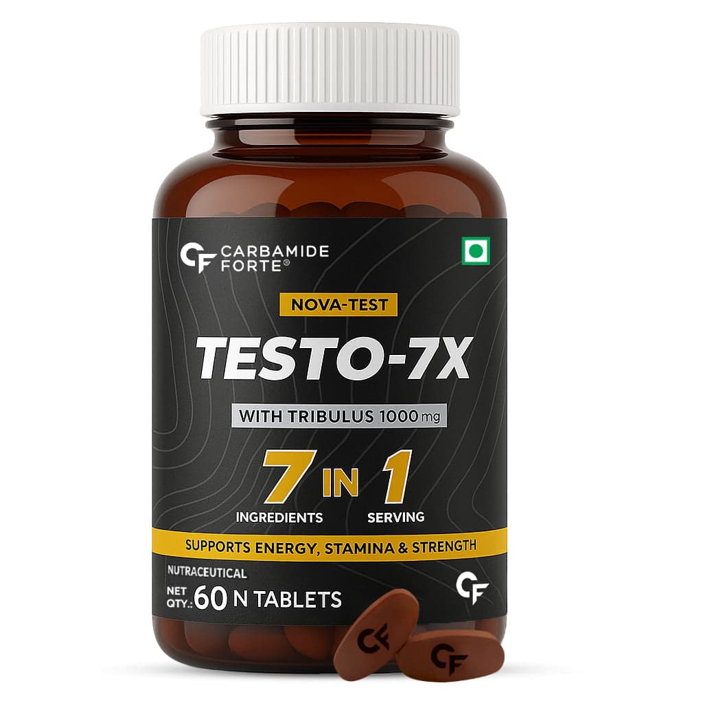 Carbamide Forte Testosterone Supplement for Men with Tribulus 1000mg, Ashwagandha, L-Citrulline & Kaunch Beej - 60 Veg Tablets - Nutrition and Fitness Supplements | Buy online on ZillyBuy