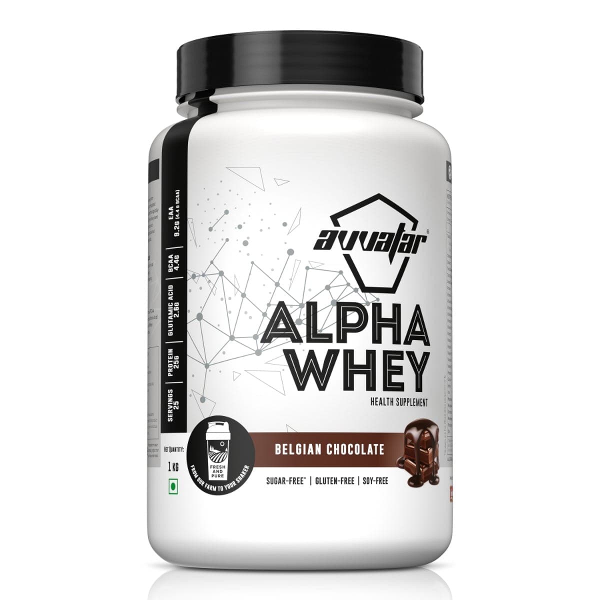 Avvatar Alpha Whey 1kg | Belgian Chocolate | 25 Servings | 25g Protein - Nutrition and Fitness Supplements | Buy online on ZillyBuy