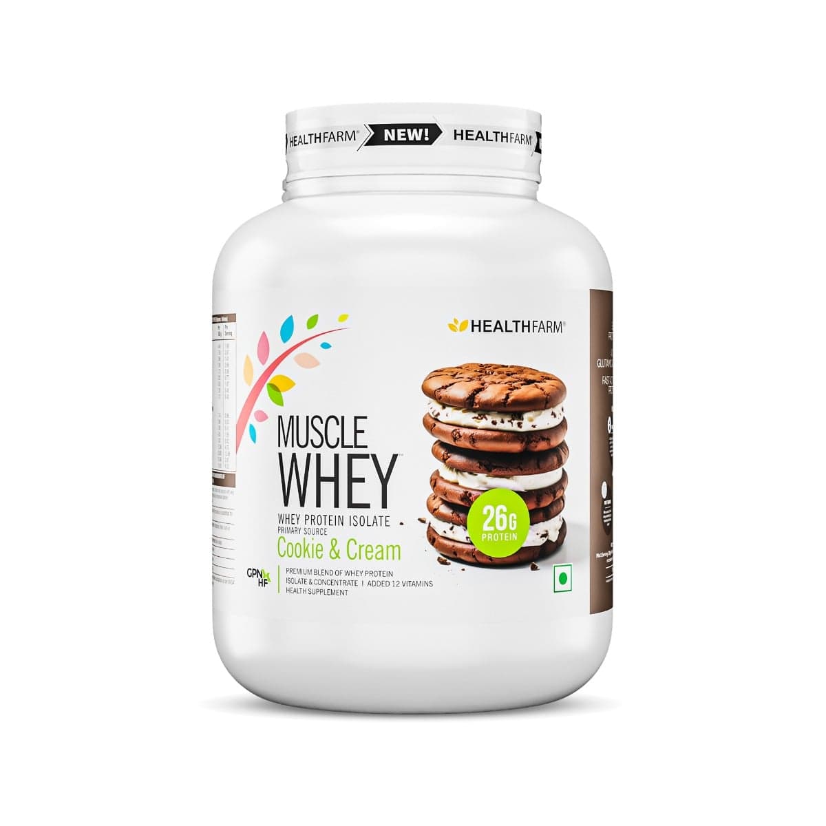 Healthfarm Muscle Whey protein (Cookies and Cream, 2kg) - Nutrition and Fitness Supplements | Buy online on ZillyBuy