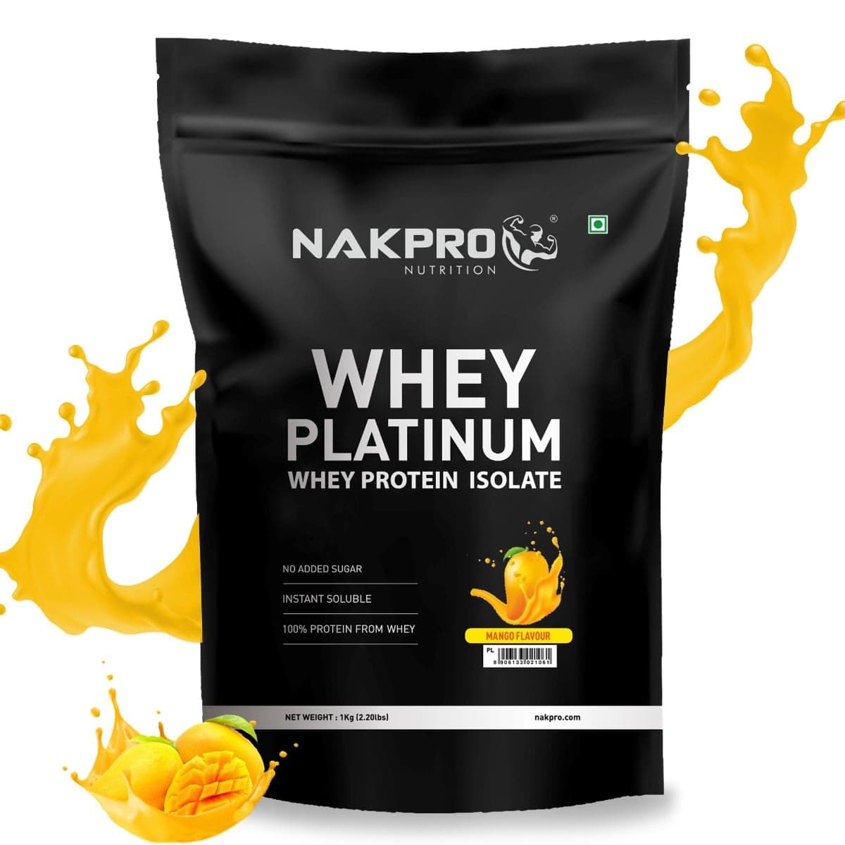 NAKPRO Platinum Whey Protein Isolate 1kg Mango | 28g Protein, 6.4g BCAA | Trustified Certified 100% Authentic Supplement Powder & No Adulteration | Low Carbs, Fast Absorbing Whey Protein Powder - Nutrition and Fitness Supplements | Buy online on ZillyBuy