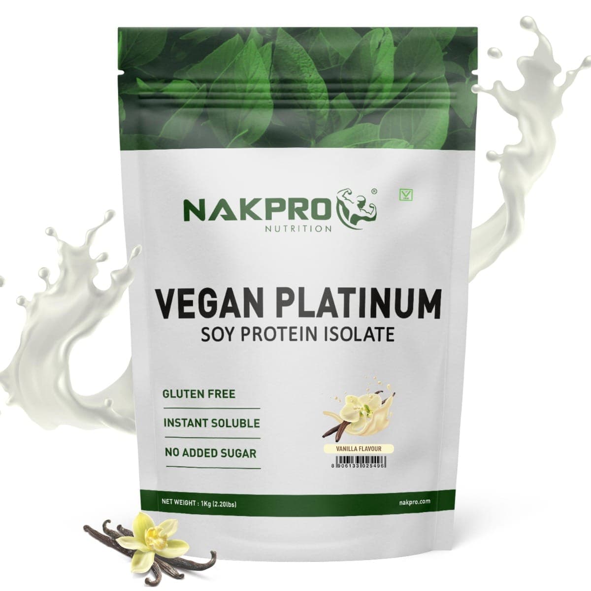 NAKPRO 100% Soy Protein Isolate, Vanilla - 1kg | 25.3g Protein, 4.6g BCAA | Natural Vegan Plant Protein Powder | Easy To Digest | All Essential Amino Acids for Muscle Gain and Recovery - Nutrition and Fitness Supplements | Buy online on ZillyBuy