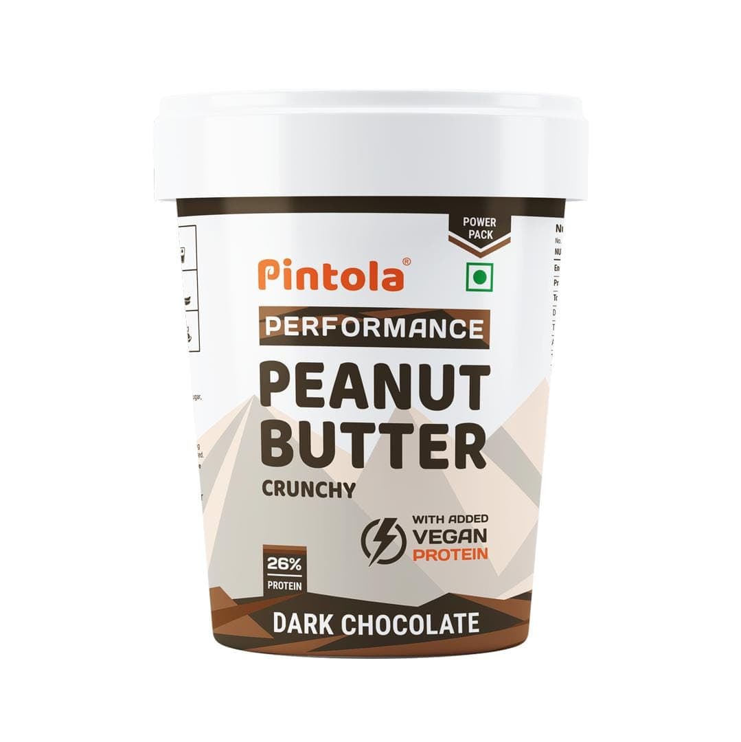 Pintola Dark Chocolate Performance Series Peanut Butter (Crunchy) | Vegan Protein | 26% Protein | High Protein & Source of Fiber Pintola Dark Chocolate Performance Series Peanut Butter (Crunchy) - 510g | Vegan Protein | 26% Protein | High Protein & Sourc