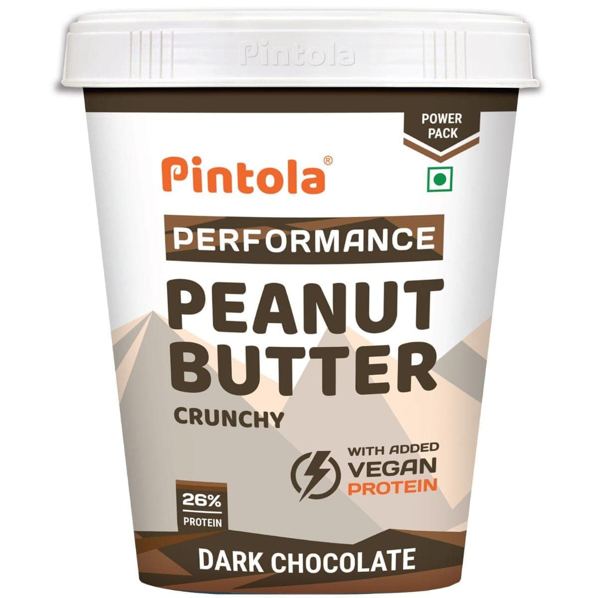 Pintola Dark Chocolate Performance Series Peanut Butter (Crunchy) - 1kg | Vegan Protein | 26% Protein | High Protein & Source of Fiber