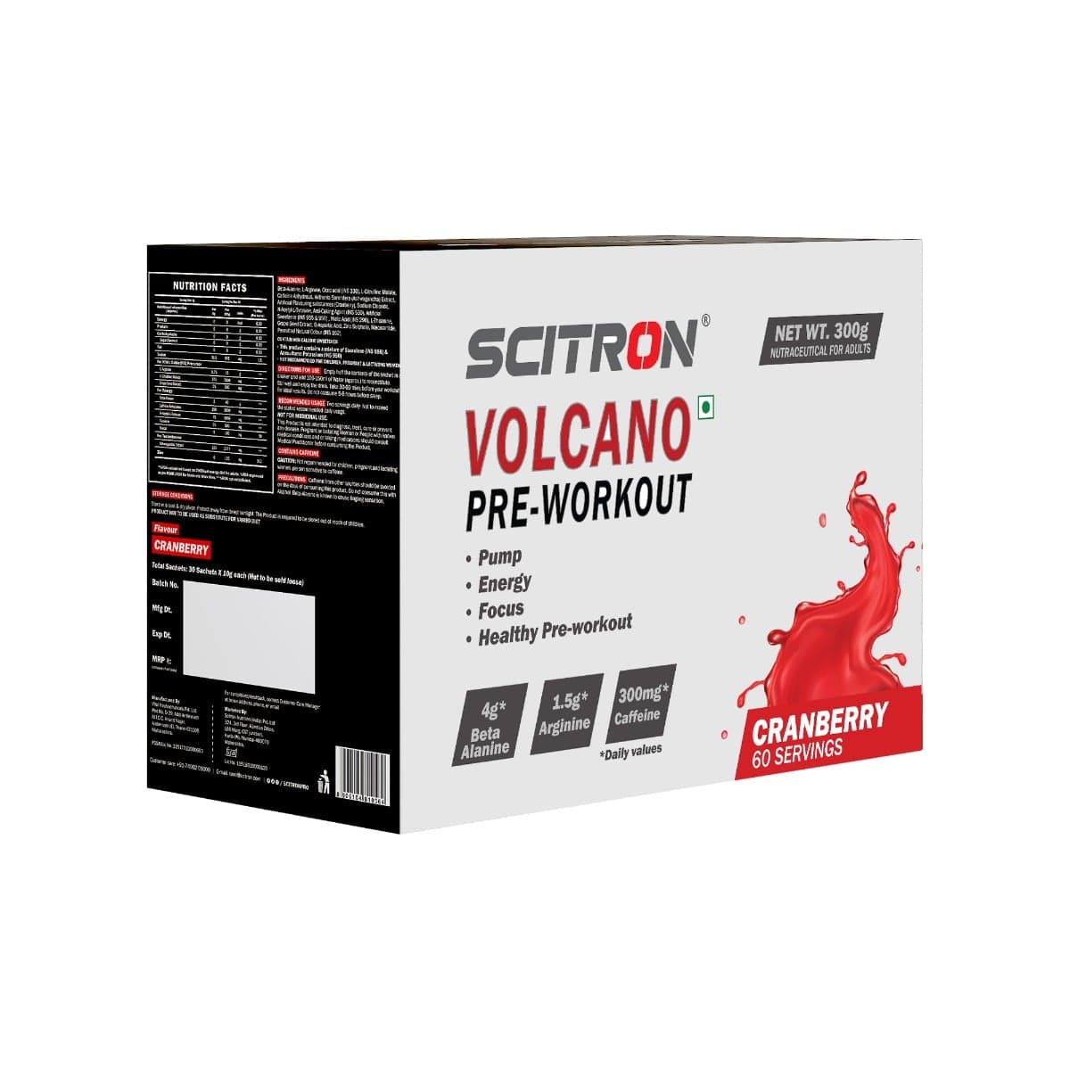 Scitron Volcano Preworkout Cranberry 300g - Buy Online - Shop Now - Nutrition and Fitness Supplements | Buy online on ZillyBuy