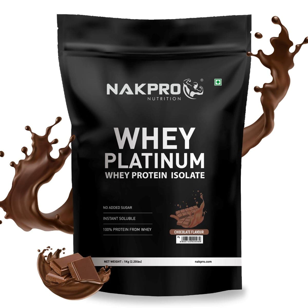 NAKPRO Platinum Whey Protein Isolate 1kg Chocolate | 28g Protein, 6.4g BCAA | Trustified Certified 100% Authentic Supplement Powder &amp; No Adulteration | Low Carbs, Fast Absorbing Whey Protein Powder NAKPRO Platinum Whey Protein Isolate 1kg Chocolate | - Nutrition and Fitness Supplements | Buy online on ZillyBuy