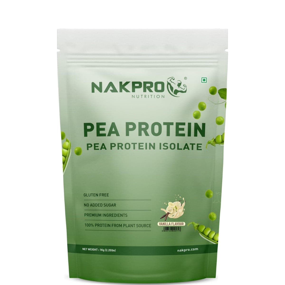 NAKPRO 100% Pea Protein Isolate, Vanilla - 1kg | 26g Protein, 4.9g BCAA | Natural Vegan Plant Protein Powder | Easy To Digest | All Essential Amino Acids for Muscle Gain and Recovery - Nutrition and Fitness Supplements | Buy online on ZillyBuy