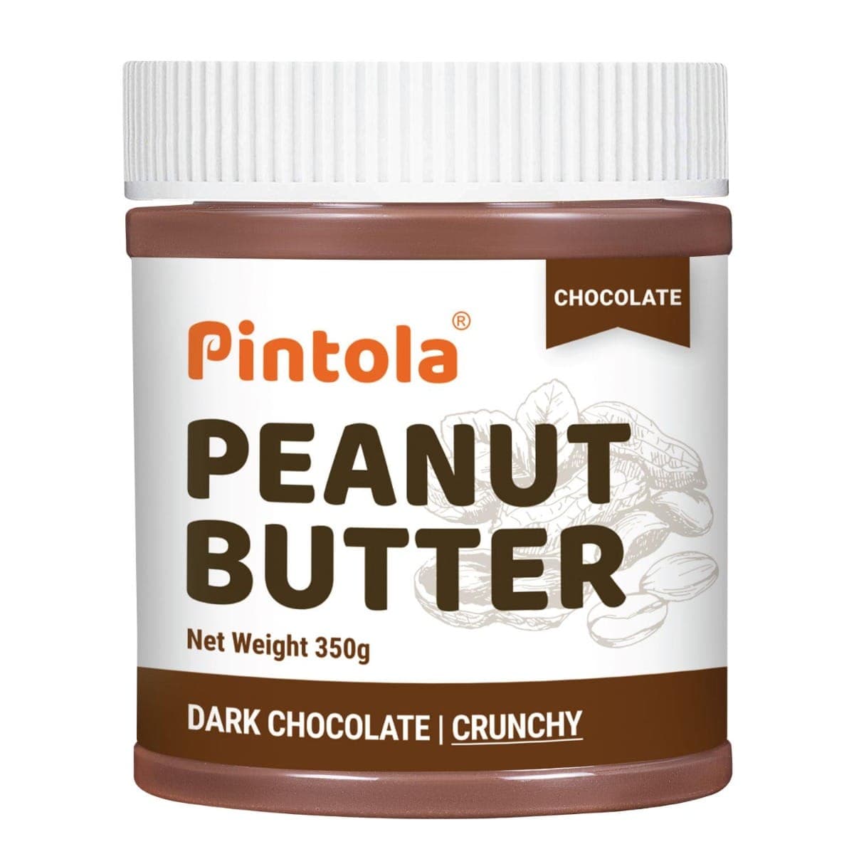 Pintola Choco Spread Peanut Butter Made with premium quality peanuts & blended with rich dark chocolate | Non GMO, Naturally Gluten Free, Zero Cholesterol | Crunchy, 350g