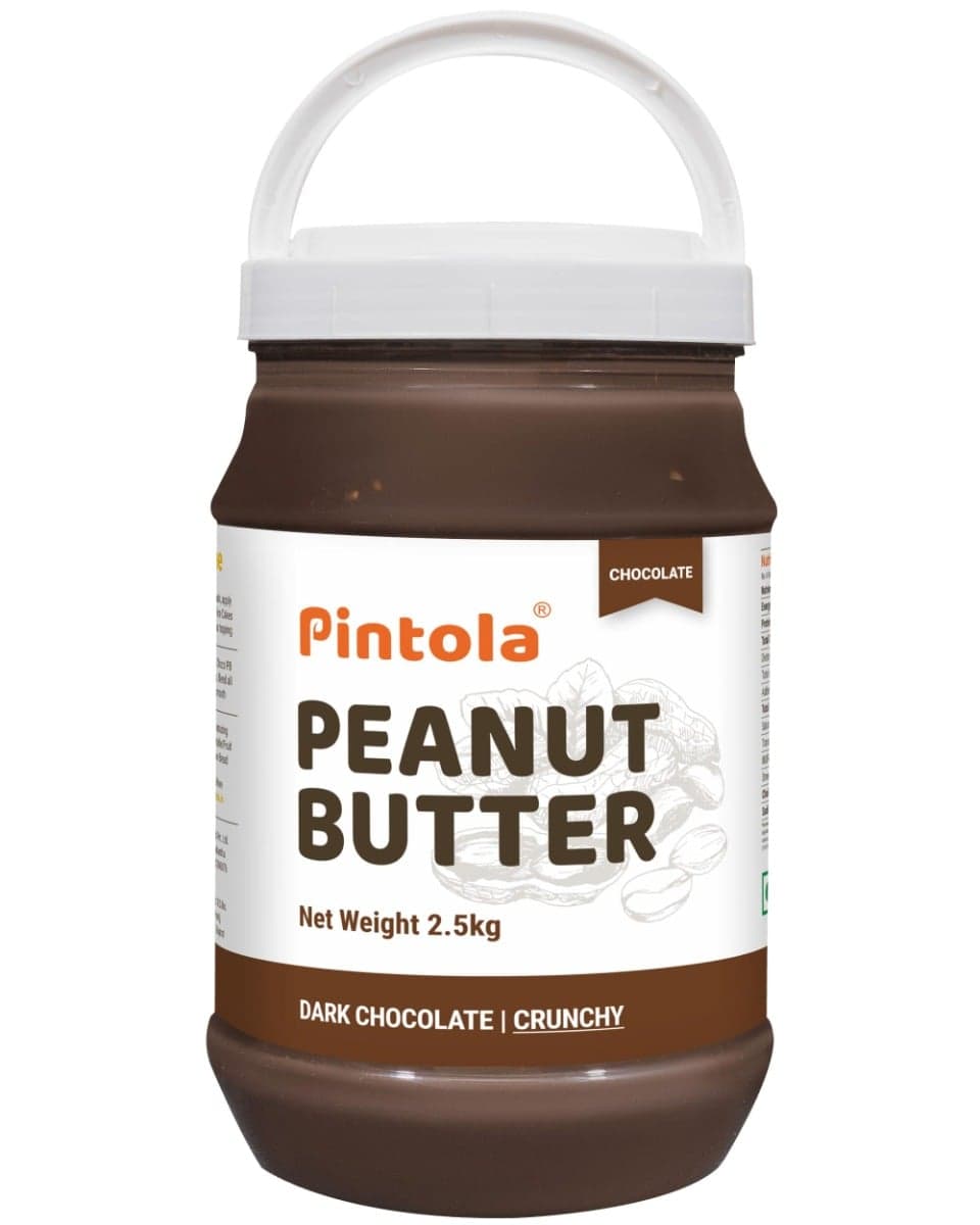 Pintola Choco Spread Peanut Butter Made with premium quality peanuts & blended with rich dark chocolate | Non GMO, Naturally Gluten Free, Zero Cholesterol | Crunchy, 2.5kg