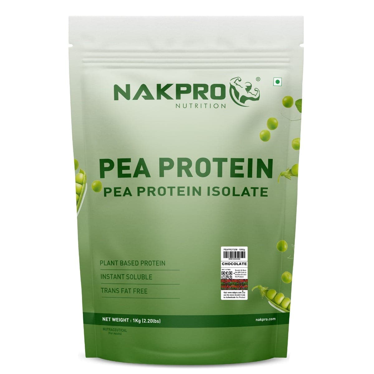 NAKPROPea Protein Isolate, Chocolate - 1kg | 26g Protein | Plant Based Protein Powder | All Essential Amino Acids for Muscle Support and Recovery - Nutrition and Fitness Supplements | Buy online on ZillyBuy