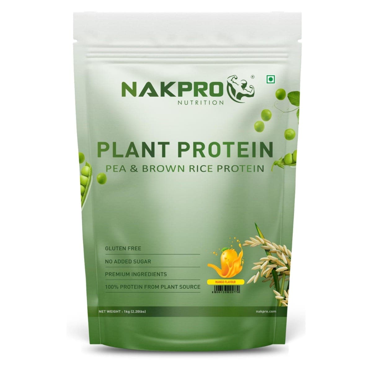 NAKPRO Vegan Plant Protein Powder (Pea Protein & Brown Rice Protein), Mango - 1kg | 25.2g Protein, 4.9g BCAA | Easy To Digest | All Essential Amino Acids for Muscle Gain and Recovery - Nutrition and Fitness Supplements | Buy online on ZillyBuy