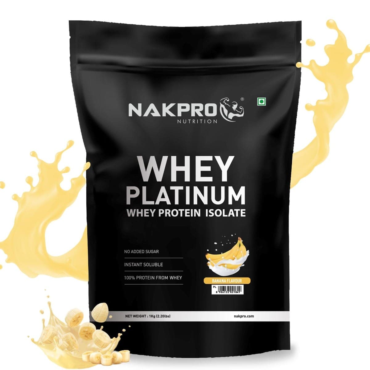 NAKPRO Platinum Whey Protein Isolate 1kg | 28g Protein, 6.4g BCAA | Trustified Certified 100% Authentic Supplement Powder & No Adulteration | Low Carbs, Fast Absorbing Whey Protein Powder NAKPRO Platinum Whey Protein Isolate 1kg Banana | 28g Protein, 6.4 - Nutrition and Fitness Supplements | Buy online on ZillyBuy