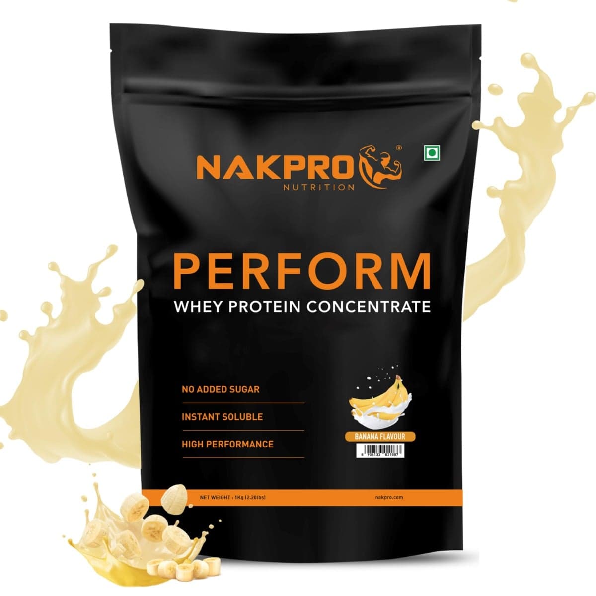 NAKPRO Perform Whey Protein Concentrate 1kg | 24g Protein, 5.3g BCAA | Trustified Certified 100% Authentic Supplement Powder & No Adulteration | Fast Absorbing Whey Protein Powder NAKPRO Perform Whey Protein Concentrate 1kg Cookies & Cream + Hyuga One Om - Nutrition and Fitness Supplements | Buy online on ZillyBuy