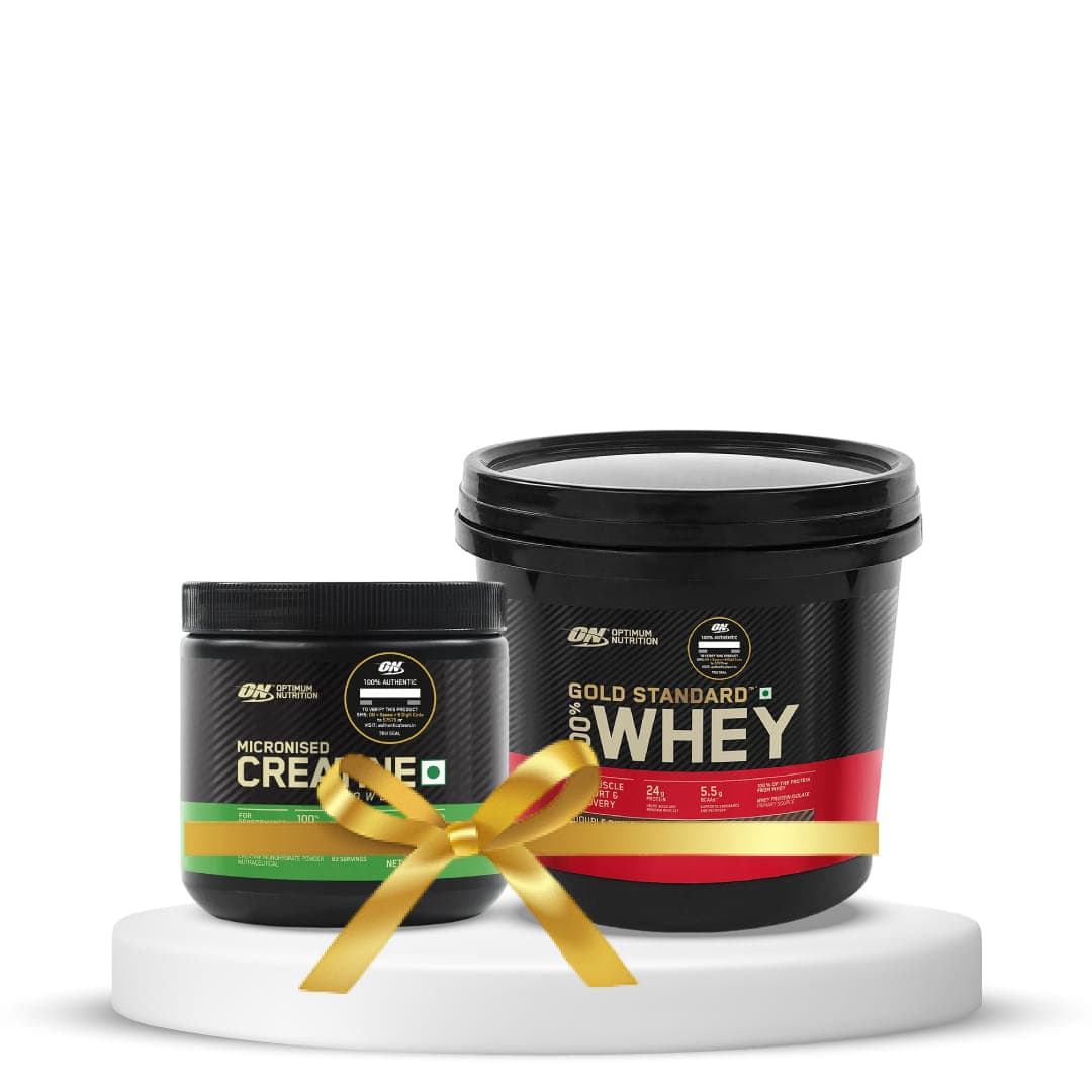Optimum Nutrition (ON) Gold Standard 100% Whey Protein Powder 4 Kg (Double Rich Chocolate) & Optimum Nutrition (ON) Micronized Creatine Powder - 250 Gram, Unflavored - Nutrition and Fitness Supplements | Buy online on ZillyBuy