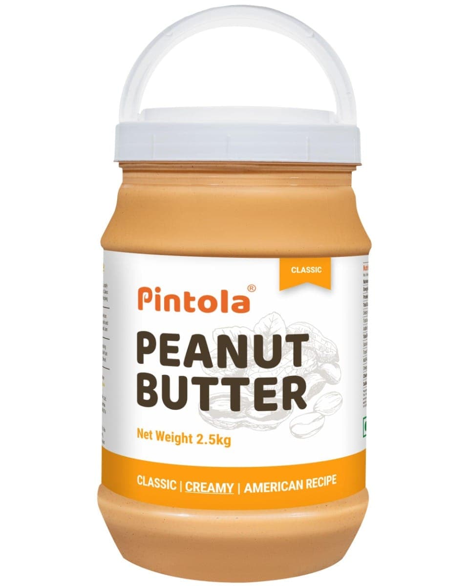 Pintola Classic Peanut Butter Made With Finest Grade Peanut Butter | Source of High Protein | Non GMO, Naturally Gluten Free, Zero Cholesterol | Creamy, 2.5kg
