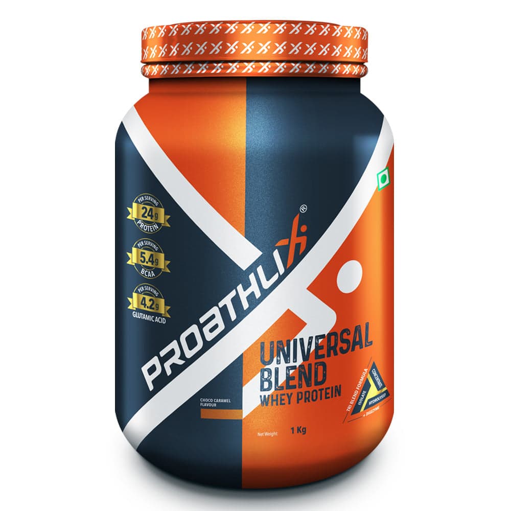 Proathlix Universal Blend Whey Protein (Choco Caramel) Proathlix Universal Blend Whey Protein (Choco Caramel) 1 Kg - Nutrition and Fitness Supplements | Buy online on ZillyBuy