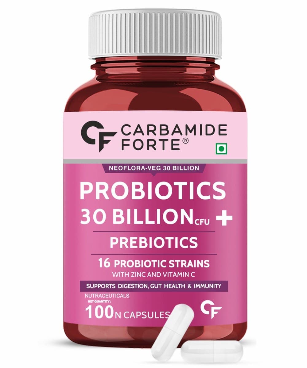 Carbamide Forte Probiotics Supplement 30 Billion for Women & Men - 100 Veg Capsules - Support Gut Health, Digestion & Immunity. - Nutrition and Fitness Supplements | Buy online on ZillyBuy