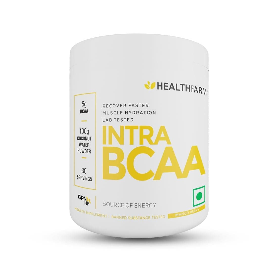 Healthfarm Intra BCAA Powder Amino Acids Supplement - 30 Servings - Sugar-Free Intra, Post & Pre Workout Amino Powder & Recovery Drink Healthfarm Intra BCAA Powder Amino Acids Supplement - 30 Servings - Sugar-Free Intra, Post & Pre Workout Amino Powder &