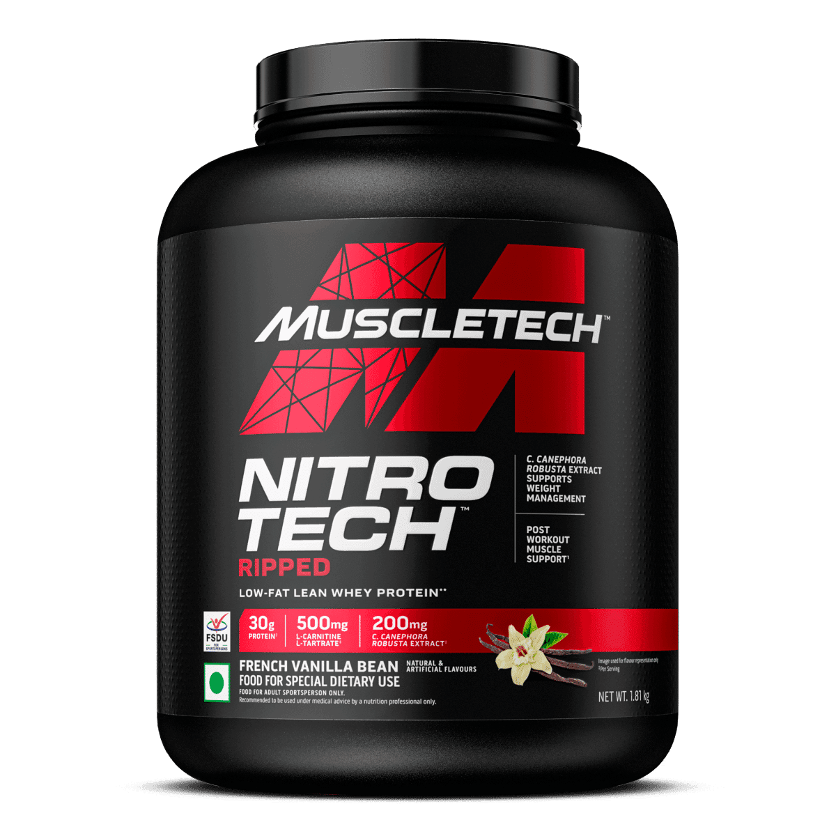 MuscleTech Performance Series Nitro Tech Ripped|30g Protein|Protein Powder for Lean Muscle Gain|Sports Nutrition | 4 lbs (1.81 Kg) | French Vanilla Swirl Flavour - Nutrition and Fitness Supplements | Buy online on ZillyBuy