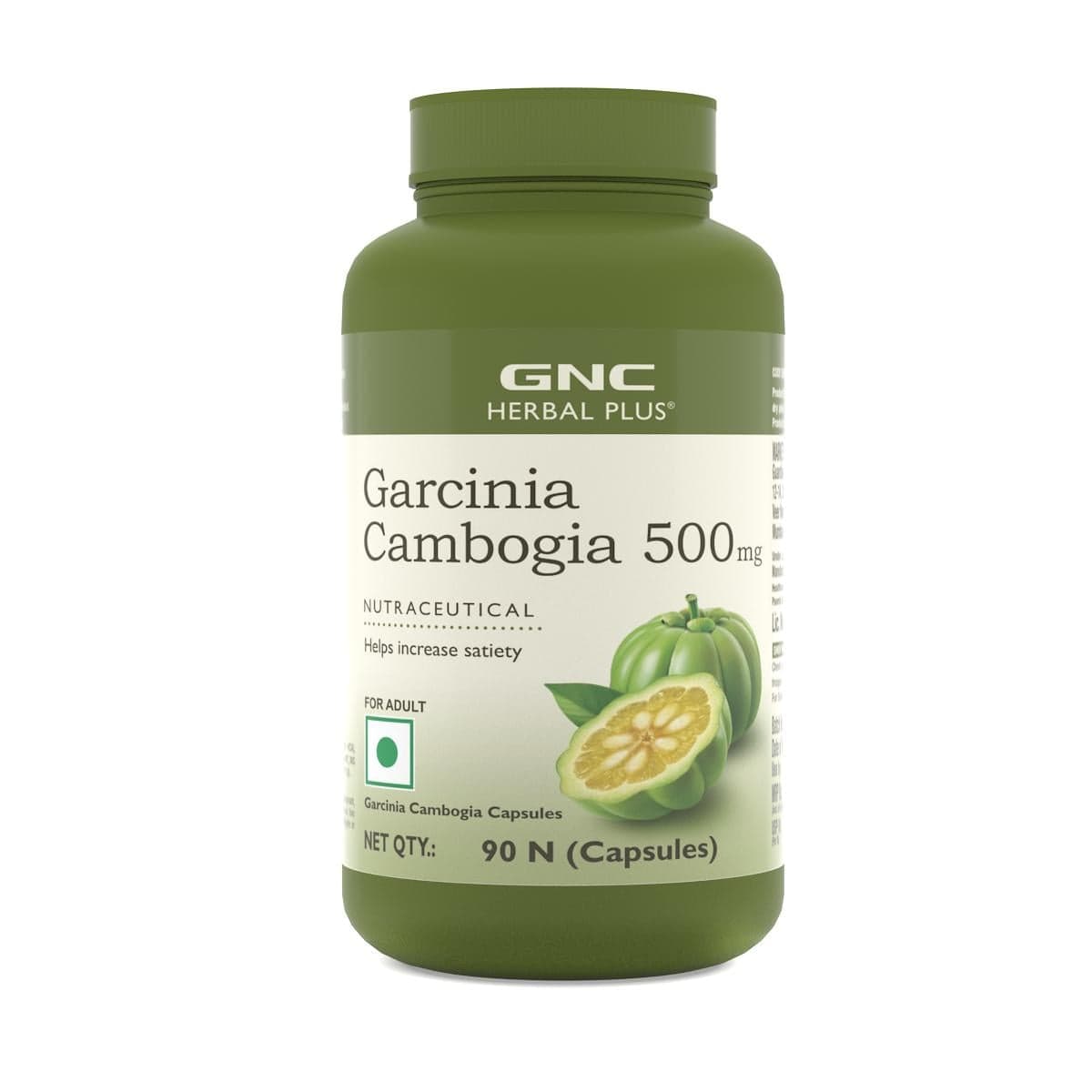 GNC Herbal Plus Garcinia Cambogia | Aids in Weight Loss | Controls Hunger Pangs | Helps Reduce Bad Fats | Improves Serotonin Level | Formulated in USA | 500mg Per Serving | 90 Capsules