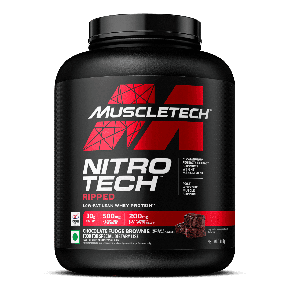 MuscleTech Performance Series Nitro-Tech Ripped Chocolate Fudge Brownie 4 Lbs (1.81kg) - Nutrition and Fitness Supplements | Buy online on ZillyBuy