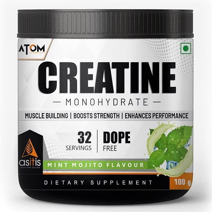 AS-IT-IS ATOM Creatine Monohydrate 100g - 32 Servings | Dope Free | Enhances Performance | Promotes Muscle Gains | Mint Mojito Flavour - Nutrition and Fitness Supplements | Buy online on ZillyBuy