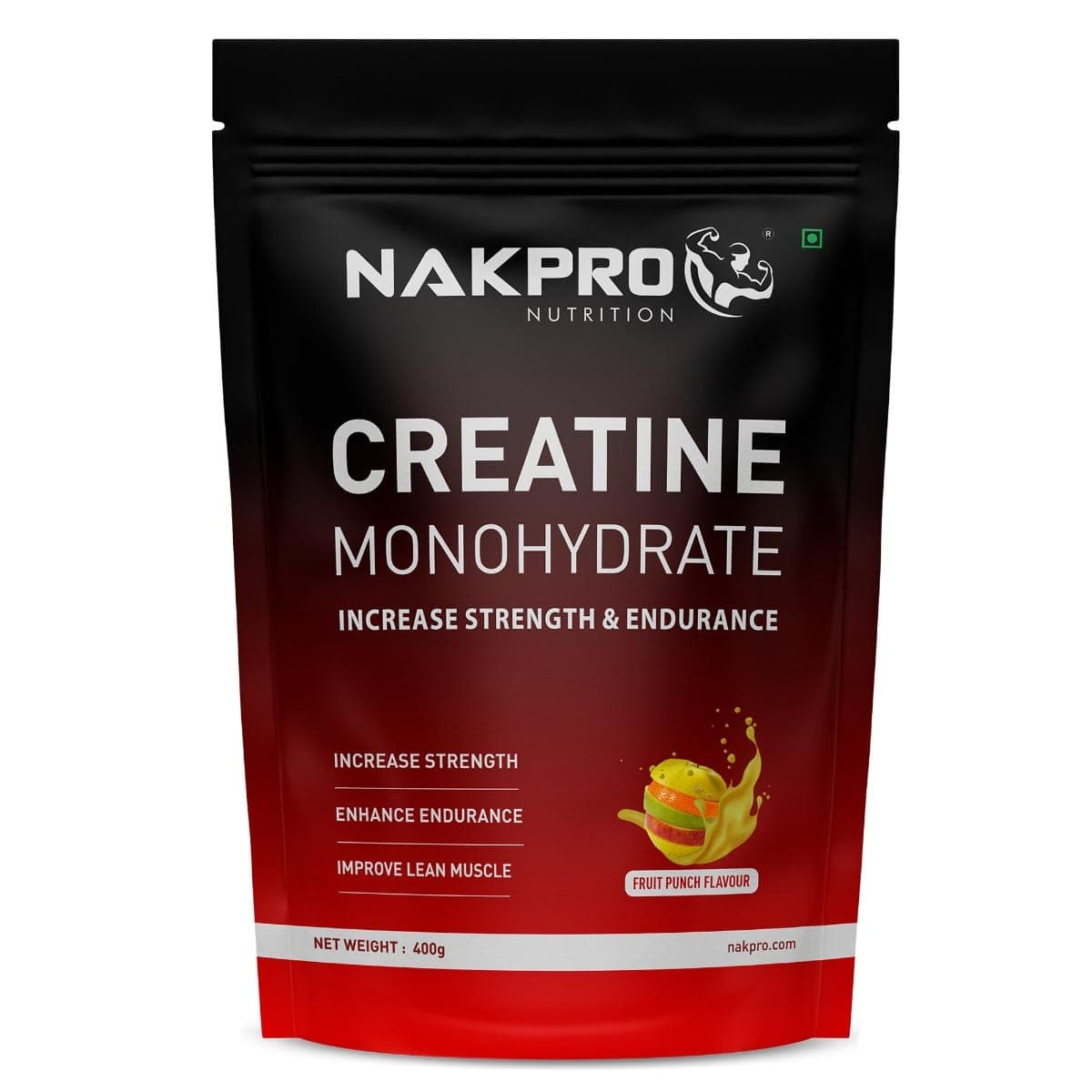 NAKPRO Micronised Creatine Monohydrate Powder (400g, Fruit Punch) | 3g Creatine/Serving | Trustified Certified for Accuracy & Purity | Rapid Absorption Pre/Post Workout Supplement for Muscle Repair & Recovery | Supports Athletic Performance - Nutrition and Fitness Supplements | Buy online on ZillyBuy