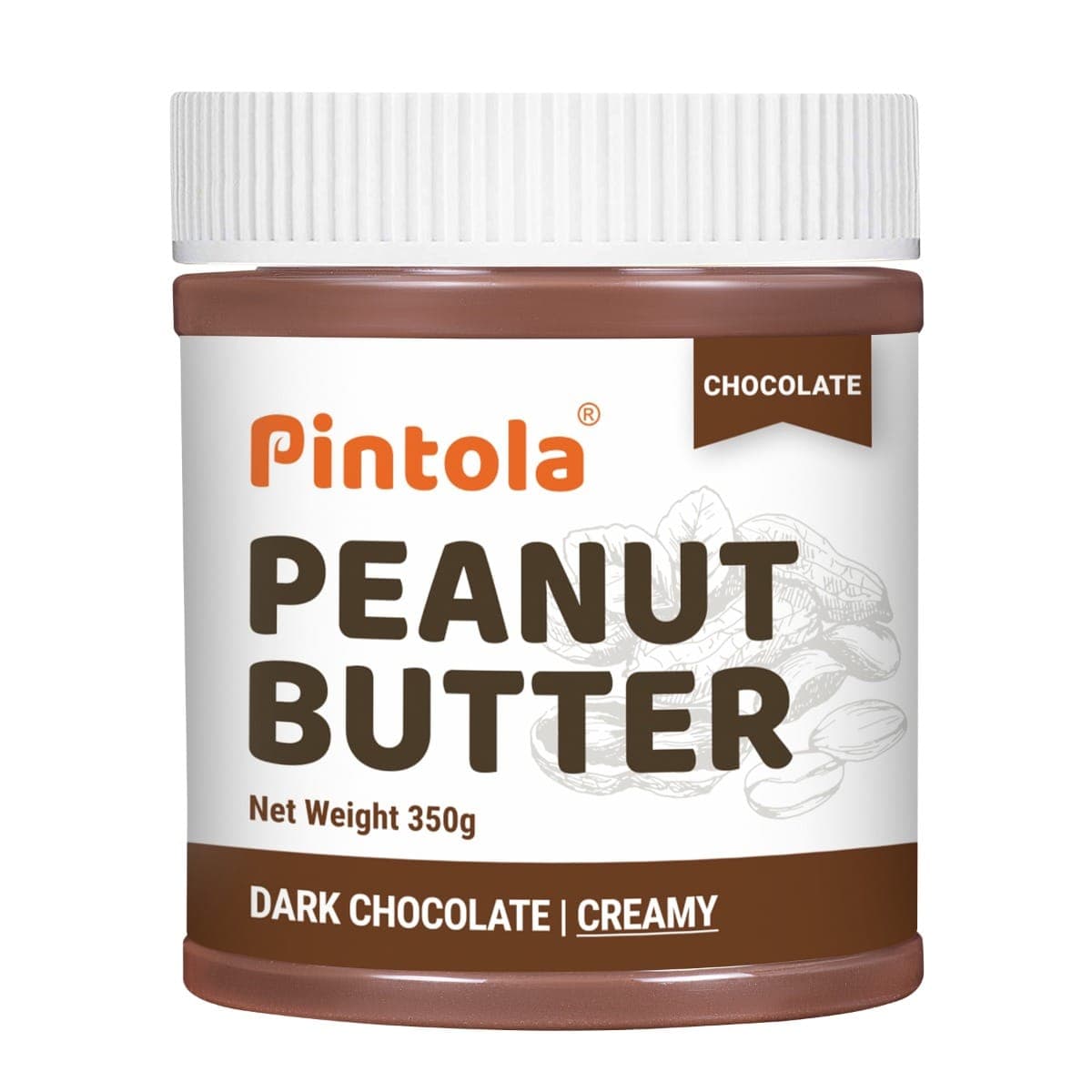 Pintola Choco Spread Peanut Butter Made with premium quality peanuts & blended with rich dark chocolate | Non GMO, Naturally Gluten Free, Zero Cholesterol | Creamy, 350g