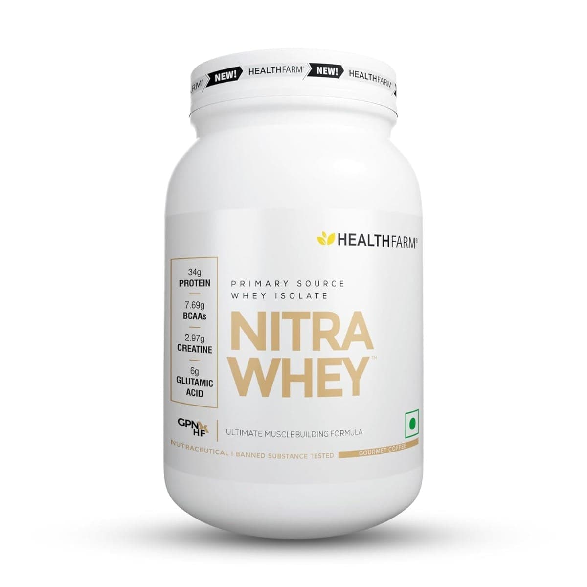 Healthfarm Nitra Whey Protein | 34g Protein Per Serving & 3g Added Creatine | Blend of Isolate & Concentrate Protein (Gourmet Coffee) Healthfarm Nitra Whey Protein | 34g Protein Per Serving & 3g Added Creatine | Blend of Isolate & Concentrate Protein (Go - Nutrition and Fitness Supplements | Buy online on ZillyBuy