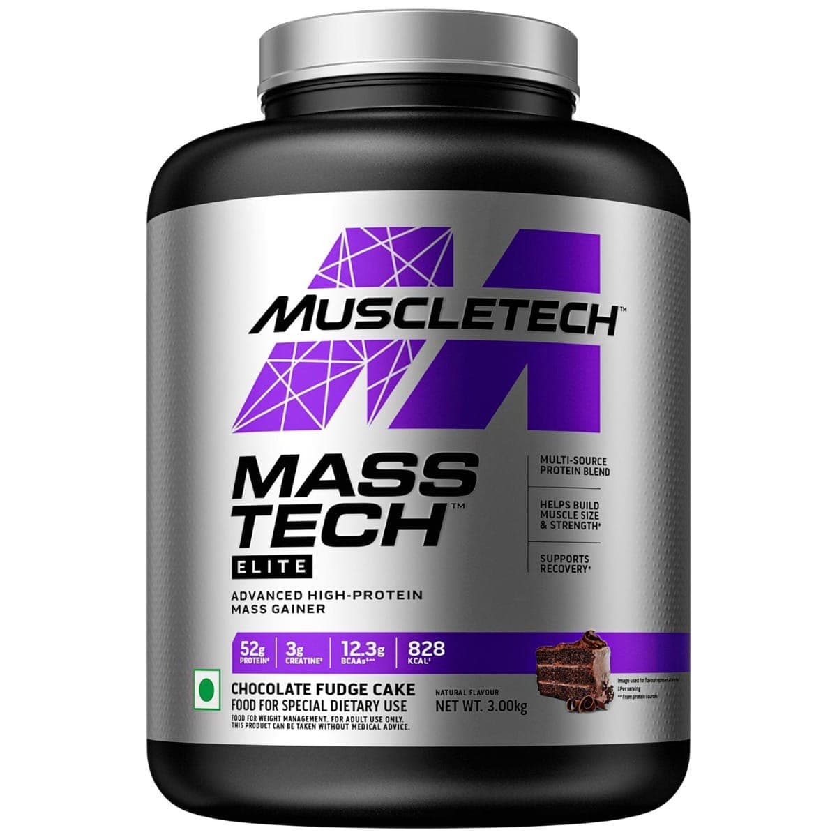 Muscletech Mass-Tech Elite Chocolate Fudge Cake 3Kg - Nutrition and Fitness Supplements | Buy online on ZillyBuy