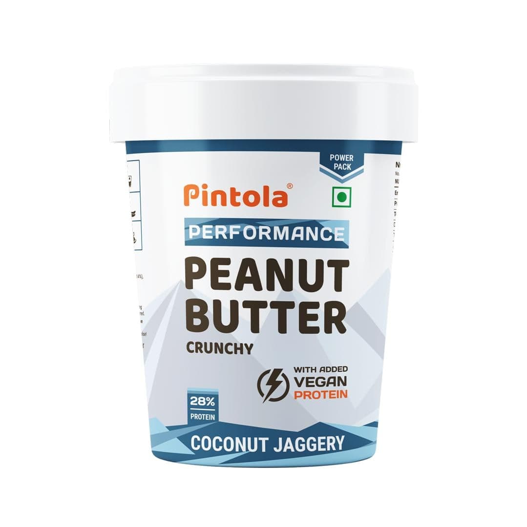 Pintola Coconut Jaggery Performance Series Peanut Butter (Crunchy) | Vegan Protein | 28% Protein | High Protein & Fiber Pintola Coconut Jaggery Performance Series Peanut Butter (Crunchy) - 1kg | Vegan Protein | 28% Protein | High Protein & Fiber | Pack o